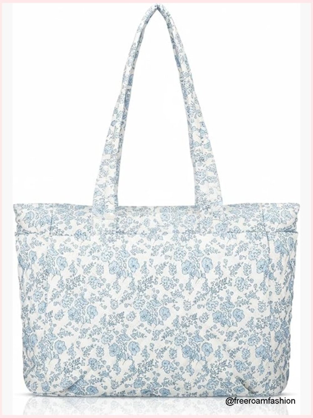 Large Lightweight Puffy Tote Bag With Zipper Quilted Shoulder Handbag